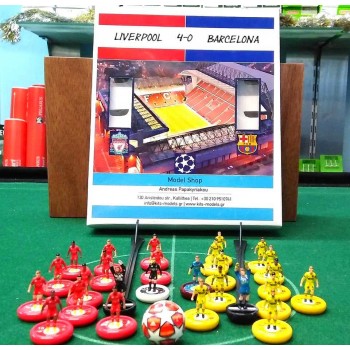 Subbuteo Andrew Table Soccer Set Liverpool Barcelona 4-0  Champions League Semi Final date 7/5/2019 on WSB Professional bases